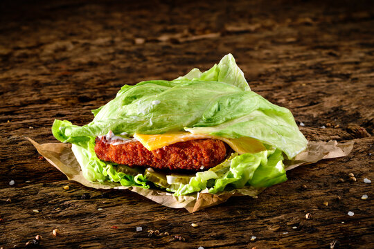 Protein Burger Wrapped In Lettuce