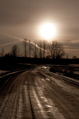 The road to the west. Sunset..