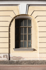 Windows on old city facades, with decorative elements