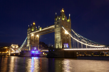 A view of the Tower Bridge late in the evening
