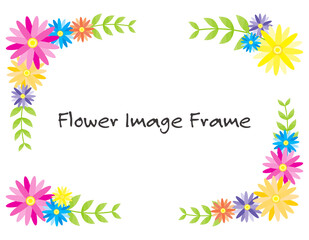 Fototapeta na wymiar カラフルな花のフレーム　リース　枠　フレーム