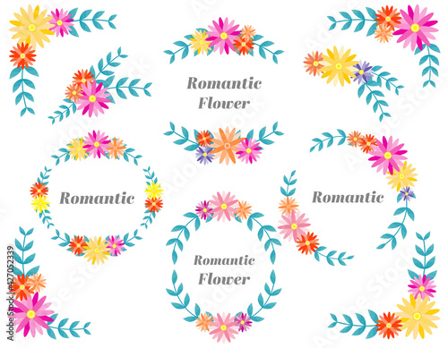 カラフルな花のフレーム リース 枠 フレーム Wall Mural Nisi