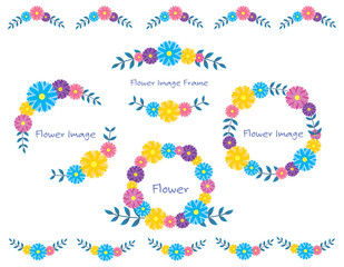 カラフルな花のフレーム　リース　枠　フレーム