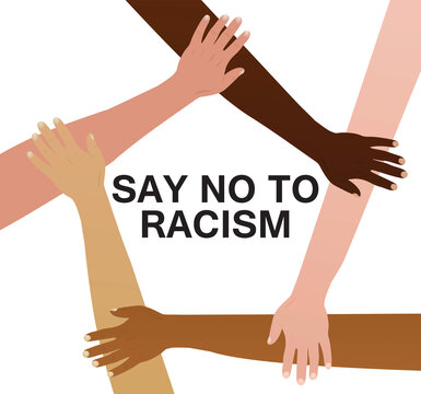 Say no to racism concept. various nations hands. vector