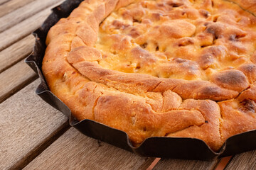 Delicious barese homemade stuffed pizza called calzone