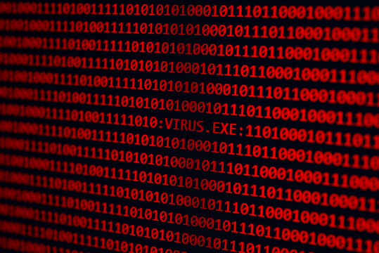 Virus en c&oacute;digo binario rojo