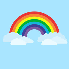 rainbow in celestial background with clouds at its sides