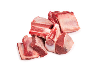 Raw beef ribs isolated on white background.
