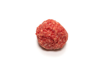 Raw meat balls isolated on white background.