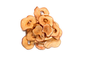 Dried fruit isolated on white background. Dried grapefruit, dried apple, dried pear.