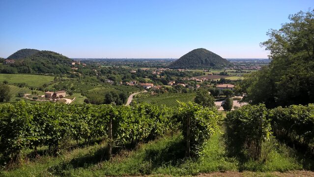 Vista panoramica Colli Euganei a Tramonte di Teolo