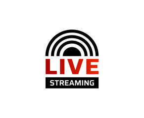 Live streaming icon. Sticker for broadcasting, livestream or online stream. Icon design Element.
