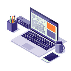 Business news on a laptop