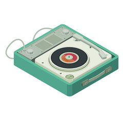 Fototapeta premium Isometric vintage turntable on white background