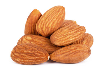 group of almonds isolated on white background