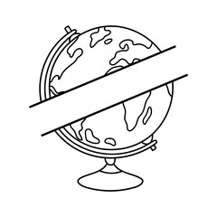 Globe, Split globe for travel name. Vector hand drawn illustration.