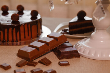 Delicious cakes, chocolate cake, chocolate, handmade sweets, confectionery