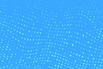 Blue Wavy dotted pattern Halftone background. Backdrop with circles, dots, rounds, design element for web banners, posters, cards, wallpaper, sites. Pop art style. Vector illustration