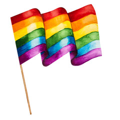 Beautiful card with the image of the Rainbow FLag. Close-up, view from above. Holiday concept. Congratulations for family, loved ones, relatives, friends and colleagues