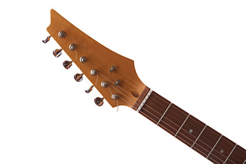 Electric guitar, closeup view on head