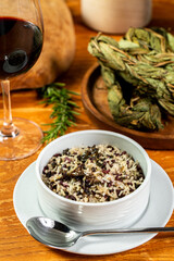 Meatless vegetarian rice with dry fruits