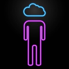 Man cloud neon sign, modern glowing banner design, colorful trend of modern design on black background. Vector illustration.