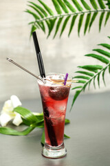 Summer cocktail in tall glass 