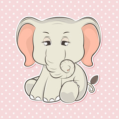 Adorable cute cartoon elephant baby. Vector illustration.