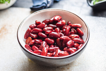 beans red canned food ready to eat healthy meal portion on the table top view copy space food background 