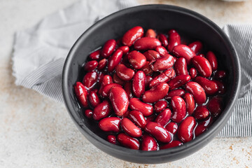 beans red canned food ready to eat healthy meal portion on the table top view copy space food background 