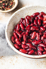 beans red canned food ready to eat healthy meal portion on the table top view copy space food background 