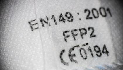Close up of a virus protection mask with FFP2 text