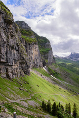 Beautiful swiss alpine landscape in summer.