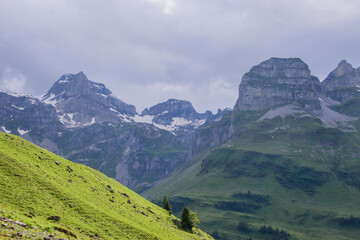 Beautiful swiss alpine landscape in summer.