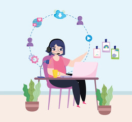 woman working remotely