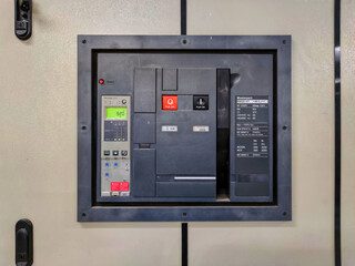 Electrical control circuit breaker in control room  In industrial plants. Electrical disconnector in power system control station