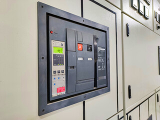 Electrical control circuit breaker in control room  In industrial plants. Electrical disconnector...