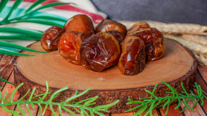 Selective focus sukkari dates or kurma sukari. The taste is sweet and soft. Ramadan Food Concept