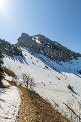 Vue sur la montagne de la Grande Moucherolle dans le massif du Vercors (Isère, France)