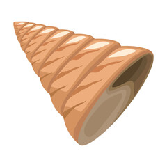 Shell sea vector cartoon icon. Vector illustration sea shell on white background. Isolated cartoon illustration icon of seashell.