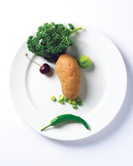 vegetable dinner plate with face shape
