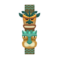Totem tribal vector cartoon icon. Vector illustration totem wood on white background. Isolated cartoon illustration icon of mask wood.