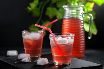 Homemade compote. Refreshing chilled summer fruit drink