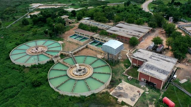 The Ajiwa dams and water purification plant in Katsina State, Nigeria - aerial view