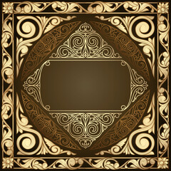 Golden ornate decorative vintage design card