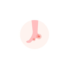 Foot pain vector icon isolated white background.