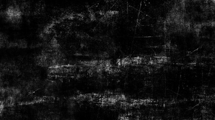 Obraz premium Black and white texture of scratches, chips, scuffs, dirt on old aged surface . Old film effect overlays for space or text.
