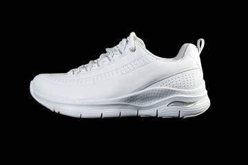 Shoes for running and outdoor activities in white on a black backing