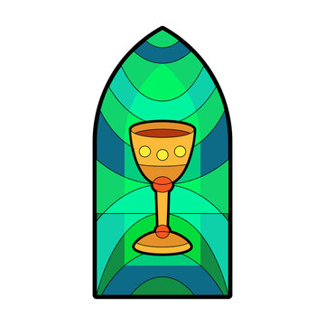 Glass vector cartoon icon. Vector illustration glass window on white background. Isolated cartoon illustration icon of window church.
