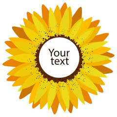 Sunflower flower frame with empty center for text